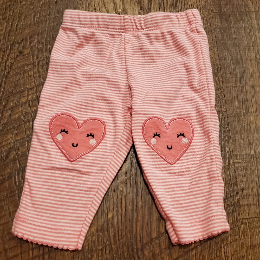 Carters Baby Girl Matching Set Leggings Tee Shirt Bodysuit Hearts Pink Blue 3M